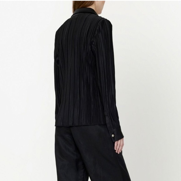 NWT Anine Bing Black Plissé Effect Button Up Shirt - Picture 4 of 9